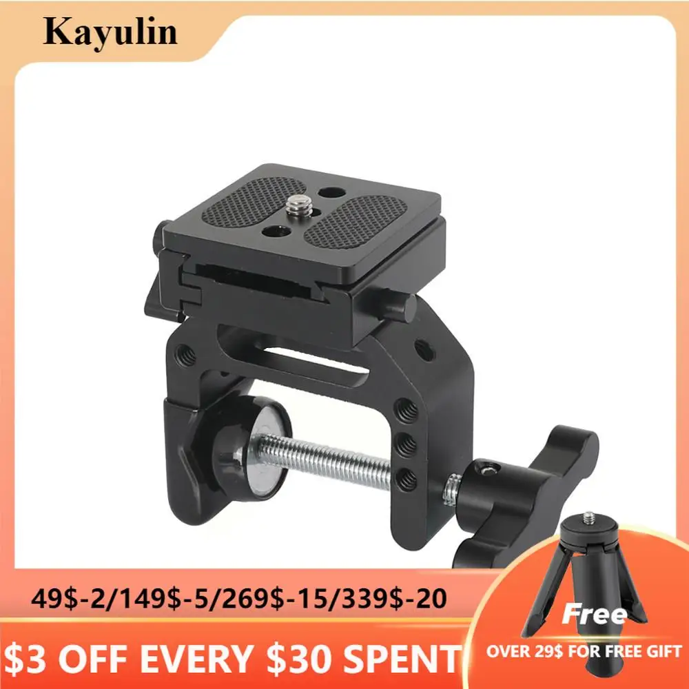 

Kayulin Quick Release ARCA Base Plate 1/4" Mounting Stud With Universal C Clamp T-handle For DSLR Camera /Smartphone
