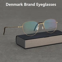 high quatity denmark brand pure titanium myopia glasses frame mens screwless ultralight round frame eyewear women eyeglasses