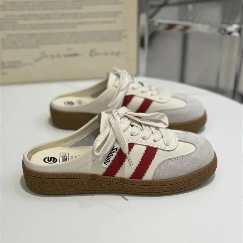 Мюли женские спортивные с круглым носком кроссовки на плоской подошве