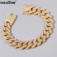20mm heavy cuban chain anklet for women men iced out full rhinestones paved cuban ankle bracelet summer beach hip hop jewelry