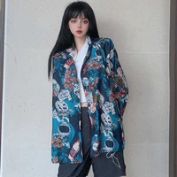 deeptown vintage harajuku women blouses oversized aesthetic streetwear japanese korean fashion top long sleeve shirts chic retro