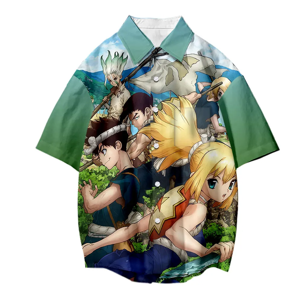 

Lianshuo Summer Men's Shirts Home Ethnic Print Beach Short Sleeves Casual Loose Hawaiian Animes Street Fashion Button-Up Shirts