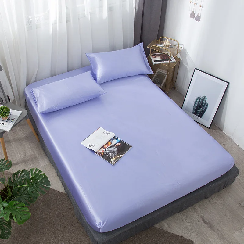 

European and American silk bedsheets, solid color ice silk bedspreads, bedding