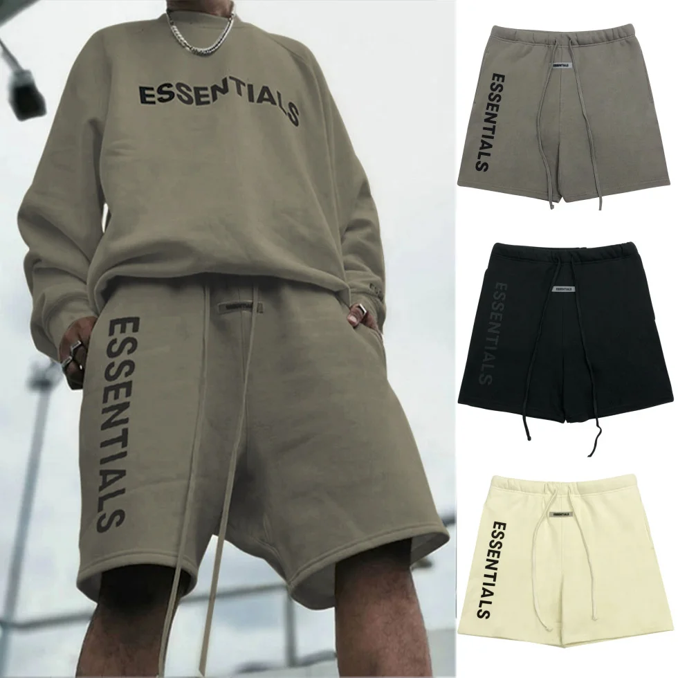 

Summer Men's Cotton Men Women Loose-Fit Short Pants High Strt Casual Dstring Ovesized Hip Hop Couple Shorts