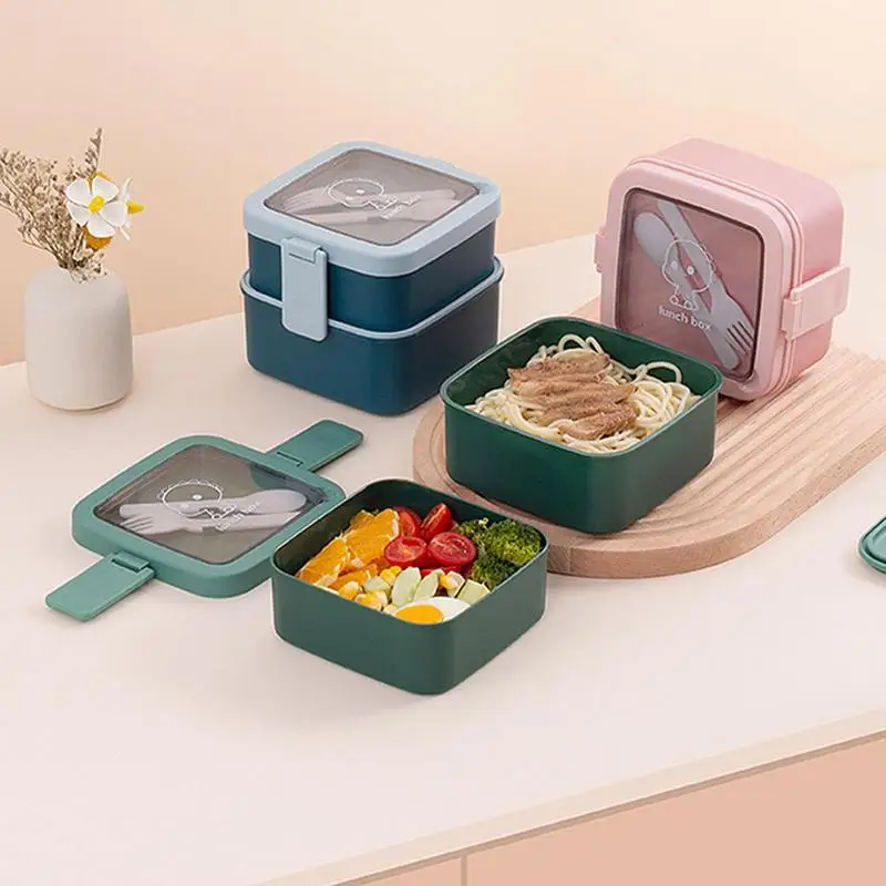 

Bento Lunch Box With Spoon Leak-proof Lunch Bento Boxes Dinnerware Set Microwave Adult Children Microwave Safe Food Container
