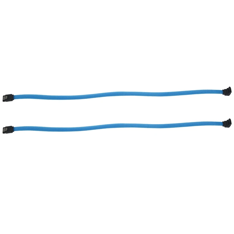 

2X 50CM SATA 3.0 III SATA3 7Pin Data Cable 6Gb/S SSD Cables Hard Disk Data Cord With Nylon Sleeve Premium Version(Blue)