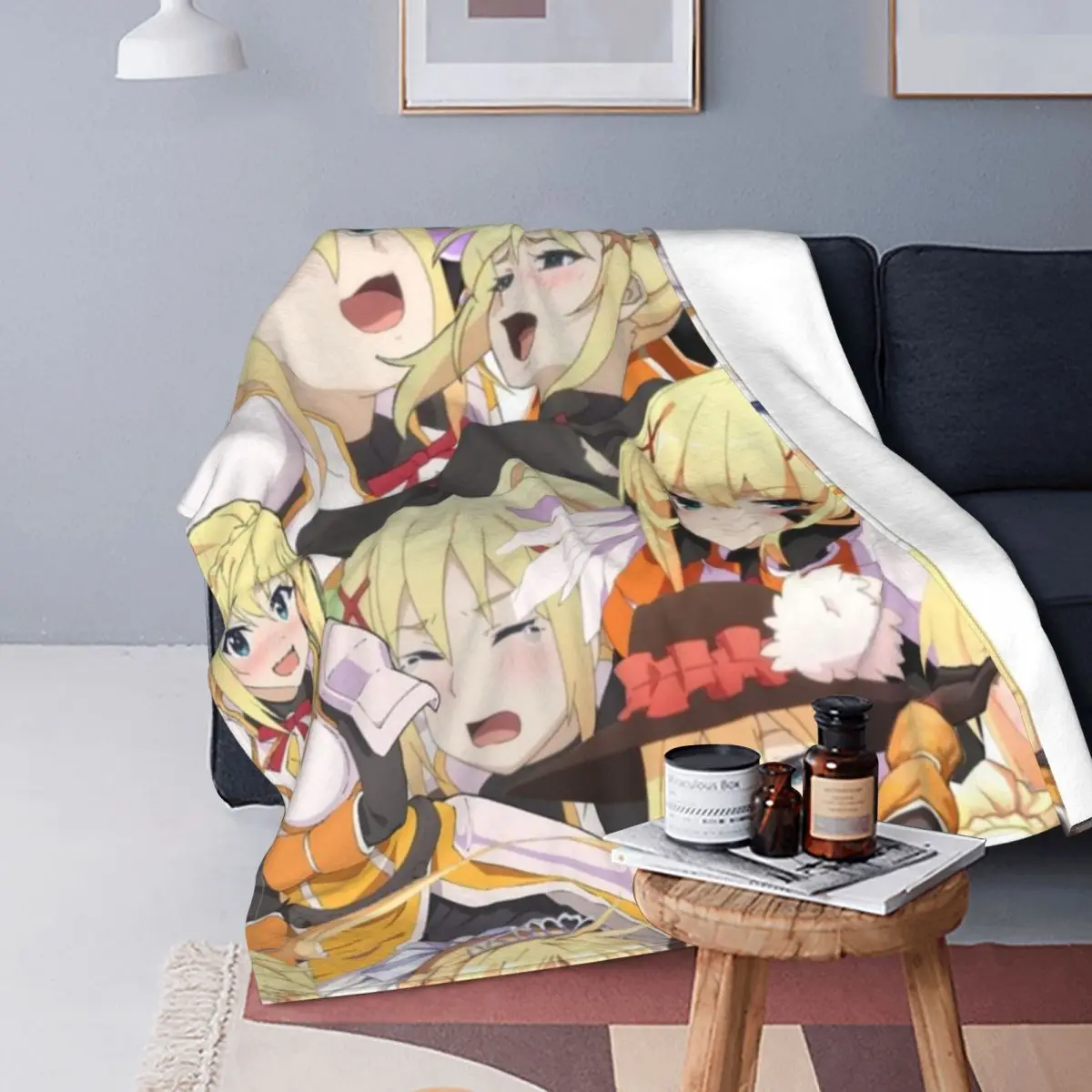 

Konosuba Darkness Collage Blankets Velvet Spring/Autumn Anime Multi-Function Super Warm Throw Blankets For Home Office Quilt