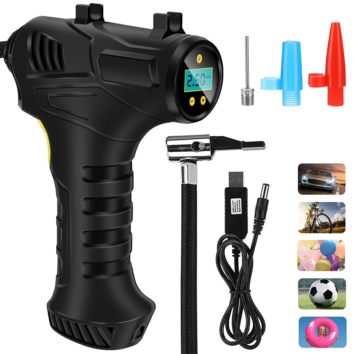 Handheld Electric Digital Tire Pump For Car Motorcycle Bicycle