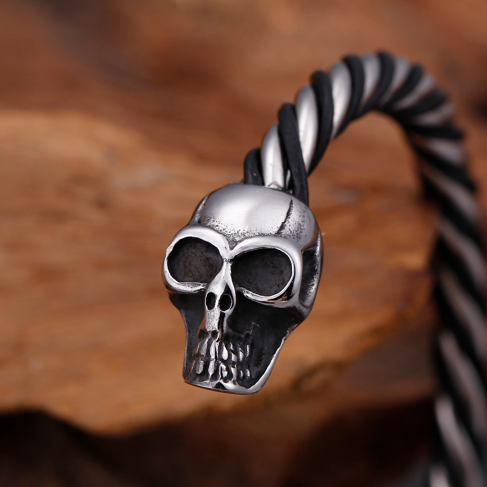 Мужской готический браслет Fongten из нержавеющей стали с черепом на Хэллоуин