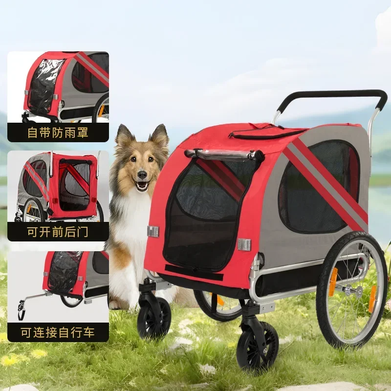 Medium and Large Dog Pet Bicycle Trailer Space Push Outdoor Riding Cat