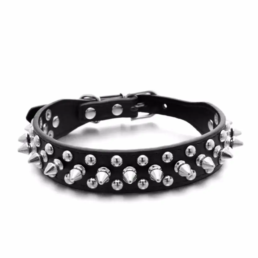 

Beautiful cheap pet accessories, dog collar harness accessories, adjustable leather studded Rivet, pet puppy collar, neck strap