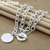 925 sterling silver round pendant ot buckle necklace 18 inch chain for women man engagement wedding fashion charm jewelry