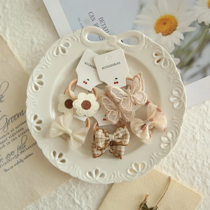 5 пар/компл. детские повязки на голову винтажные коричневые эластичные ленты для