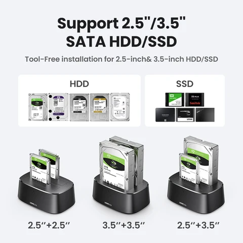 Док-станция UGREEN для жесткого диска 3,0 дюйма, SATA на USB 2,5