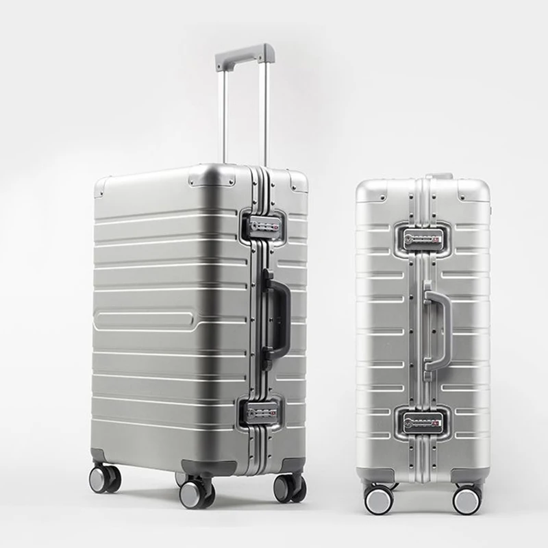

New 100% aluminum materia travel trolley suitcase high quality 20/24/28 inch rolling Luggage fashion business Travel Luggage