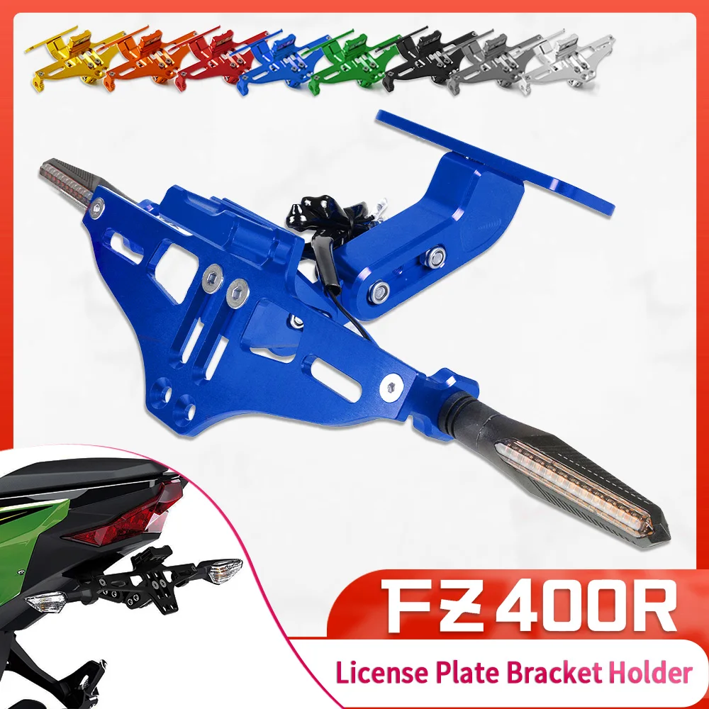 

FZ400 Universal CNC Aluminum Angle Motorcycle Rear License Plate Mount Holder Frame LED Light For YAMAHA FZ400 R 1986 1987 1988