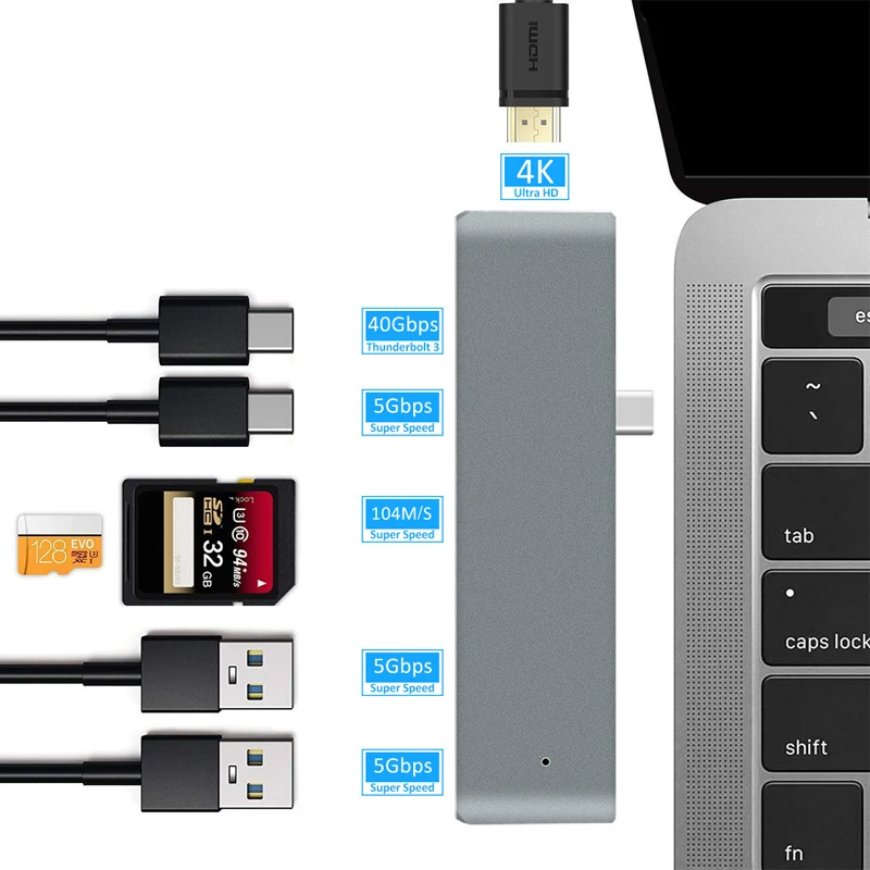 

USB C Dongle Adapter 7 in 1 with 4K HDMI Output,2 USB 3.0 Ports,SD/Micro SD Card Reader,100W PD,Compatible with MacBook Pro Air