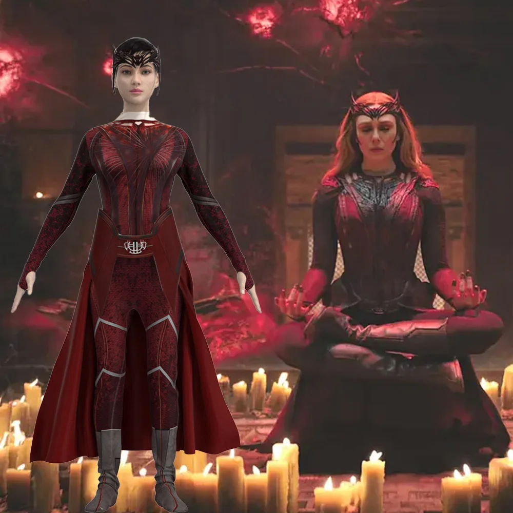 

Superhero scarlet witch wanda bodysuit scarlet witch cosplay onesie adult halloween costume children cos