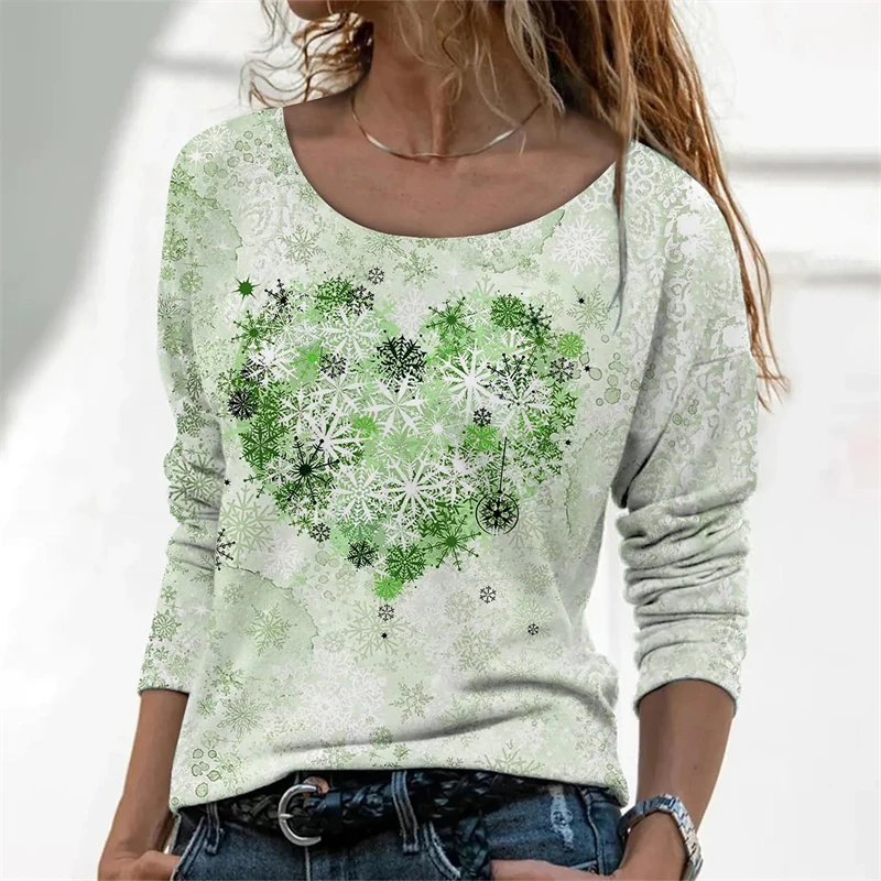 

Women Long Sleeve 3D Leaves Print Tee Tops New 2021 Summer T Shirt Casual Loose Plus Size Tops Fashion Ladies Street Top