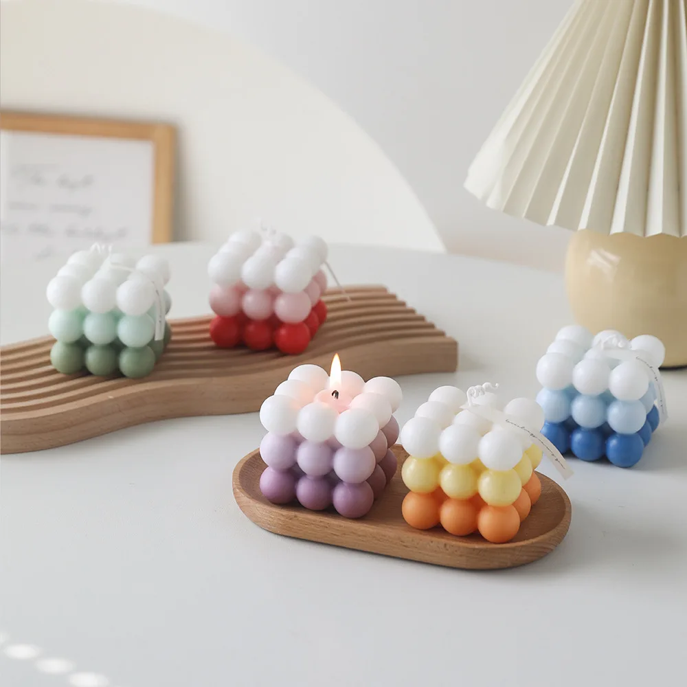 

Gradien Bubble Cube Candle Soy Wax Aromatherapy Scented Candles Relaxing Birthday Gift Magic Creative Scented Smokeless Fragrant