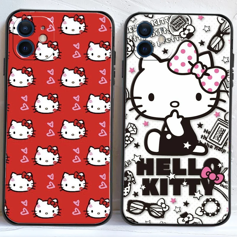 

Hello Kitty Cute Phone Cases For iPhone 11 12 Pro MAX 6S 7 8 Plus XS MAX 12 13 Mini X XR SE 2020 Coque Soft TPU Funda