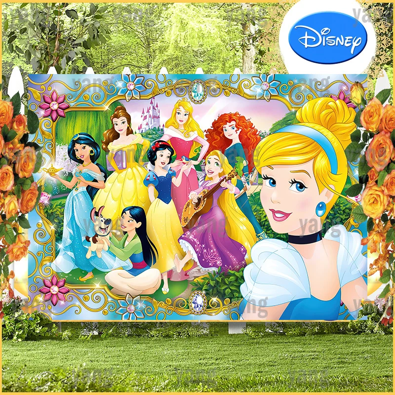 Disney Princess Snow White Cinderella Belle Cute Girls Birthday Photography Backgrounds Party Decors Baby Shower Photo Backdrop