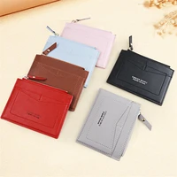 korean zipper short credit id card holder case ultra thin mini womens wallets travel cardholder money small coin purse bag