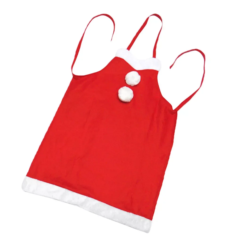 

NEW2022 Adult Christmas Santa Apron Red Bib Waitress Fancy Dress Costume Xmas Gift