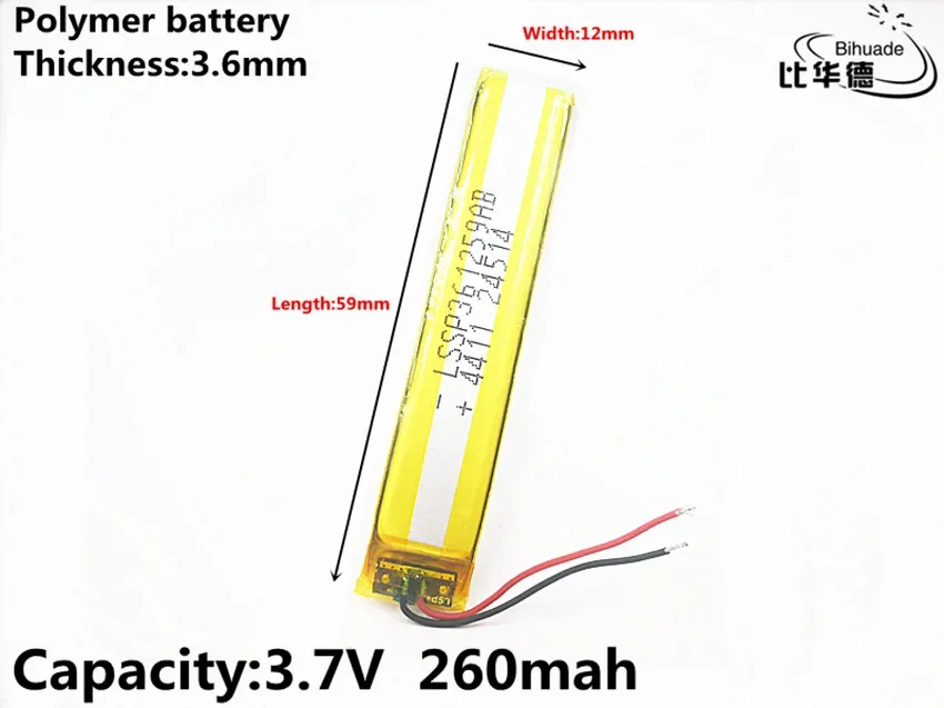 3 7 В 260 мАч 361259 Полимерный литий-ионный/литий-ионный аккумулятор для планшетных ПК