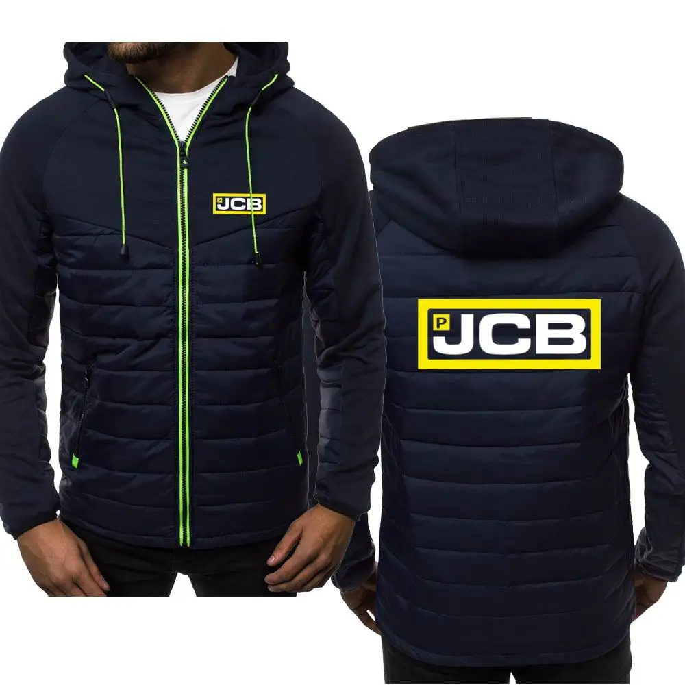 

New JCB Logo Spring Autumn Mens Hoodies Classic Fashion Male Casual Long Sleeve Solid Color Padded Zipper Jacket