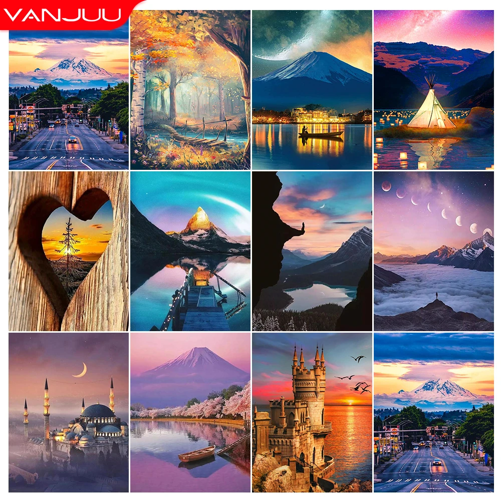

Natural Landscape 5D Diamond Painting Full Drill Diamond Mosaic Scenery Diamond Embroidery Kits DIY Home Decor Rhinestones Gift