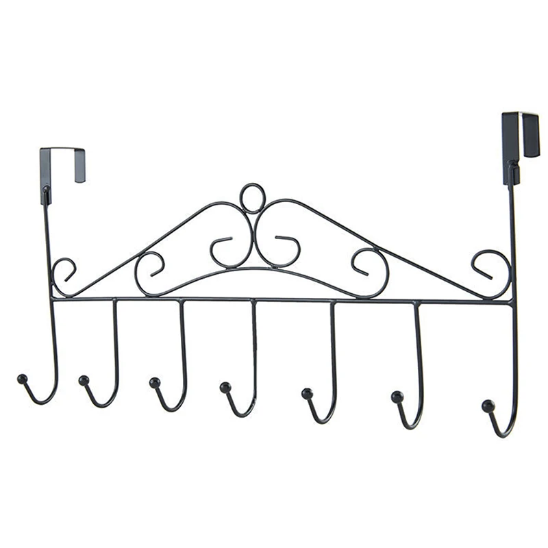 

Over Door Metal Hanger Bracket 7 Hooks Towel Hat Coat Hooks Hanging Storage Rack Overdoor Organizer Accessories