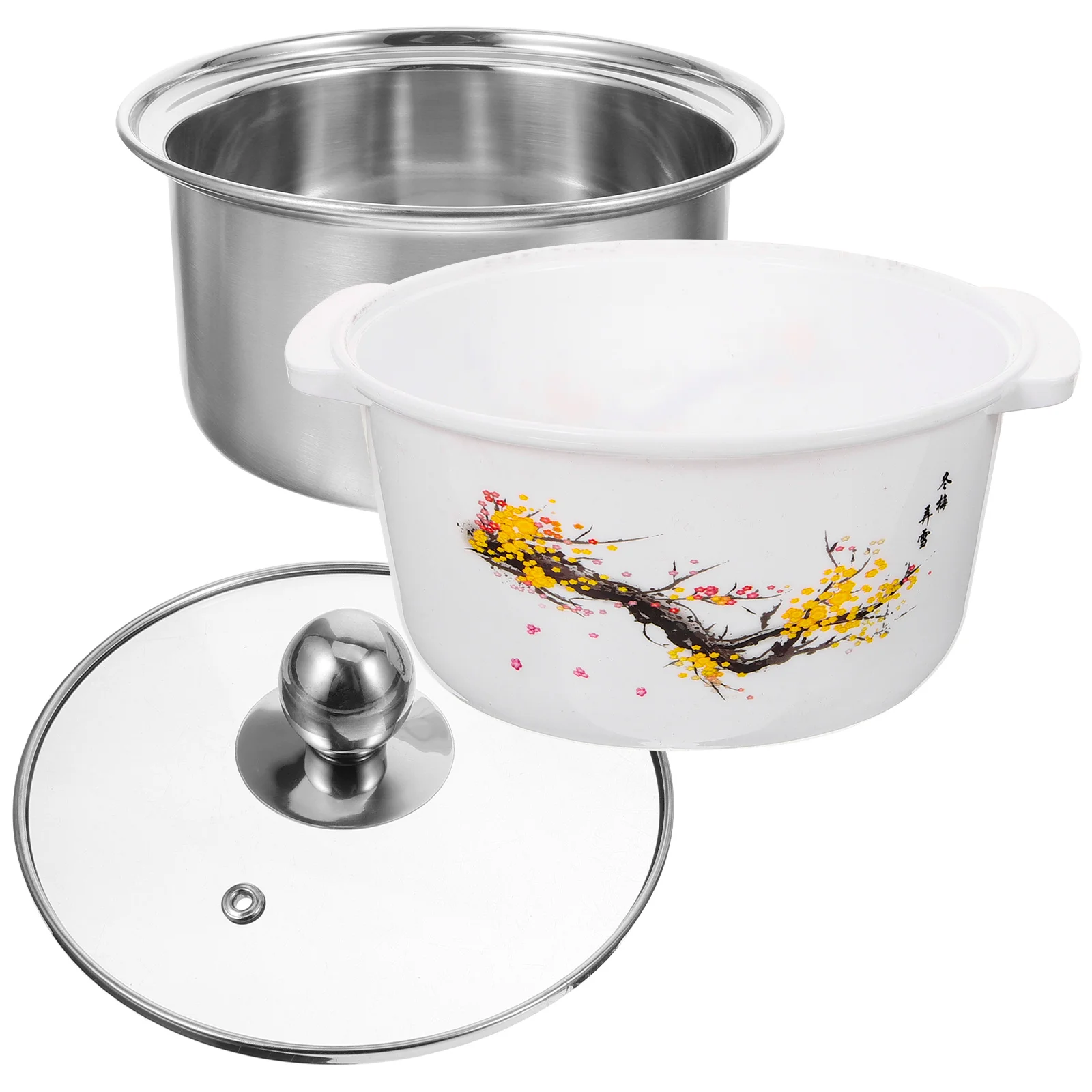 

Kitchen Cookware Stainless Steel Milk Pot Serving Pots Hot Cover Soup Stove Top Small Cooking Hop Individual Fondue
