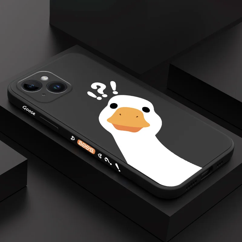 

Doubt Goose Phone Case For iPhone 14 13 12 11 Plus Pro Max Mini X XR XS SE2020 8 7 6 6S Plus Liquid Silicone Cover