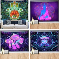 mysterious psychedelic buddha tapestry aesthetic hippie yoga mushroom wall hanging home decor dorm bedroom decoration 200x150 cm