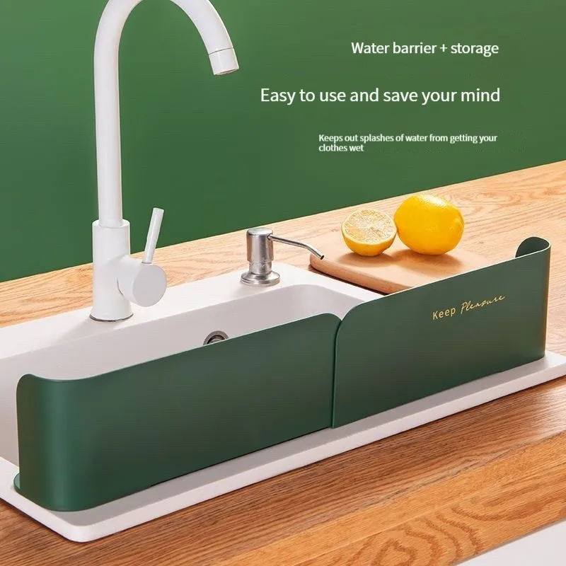 

Kitchen Sink Water Splash Guards Waterproof Baffle Dish/ Fruit Vegetable Washing Anti-water Board Baffle Storage Drain Basket