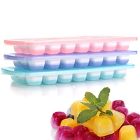 3 pack silicone ice cube trays with spill resistant removable lid easy release stackable 21 cavity diy ice cube maker