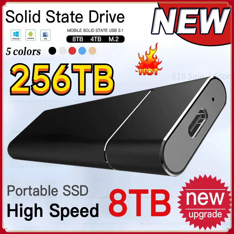 

New Portable SSD 64TB External Hard Drive High-speed Mobile Device Type-C Interface Solid State Disk for Desktop/Laptop/mac
