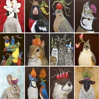gatyztory 60x75cm frame painting by numbers kits handmade unique gift small animals paint kits home decoration art photo