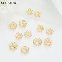 jewelry accessories flower bead caps jewelery materials supplies 14k gold plated brass metal loose spacer bead caps cone end cap