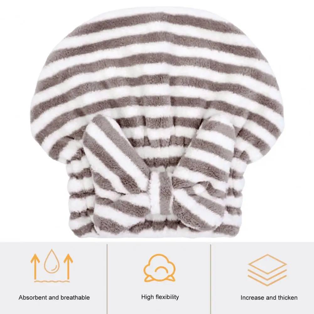 

Great Dry Hair Hat 3 Colors Hair Towel Soft Texture Korean Style Microfiber Towels Striped Hair Towel Wrap Quick-drying