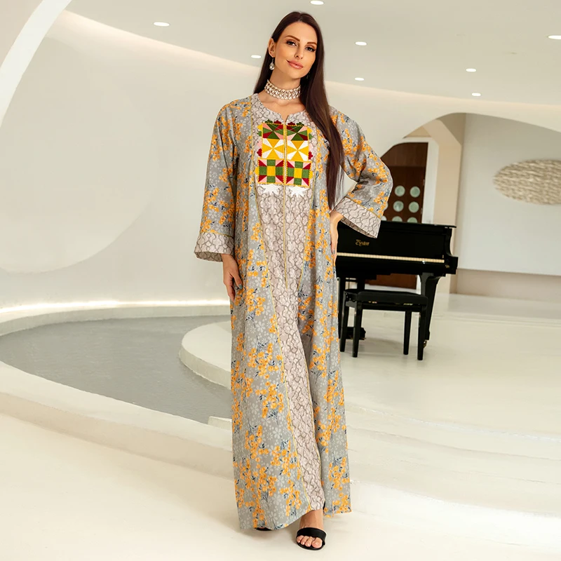 Embroidery Dubai Turkey Cotton Abaya For Muslim Women 2022 Jacquard Under Femme Saudi Arabia Evening Abaya Dress Kaftan Moroccan