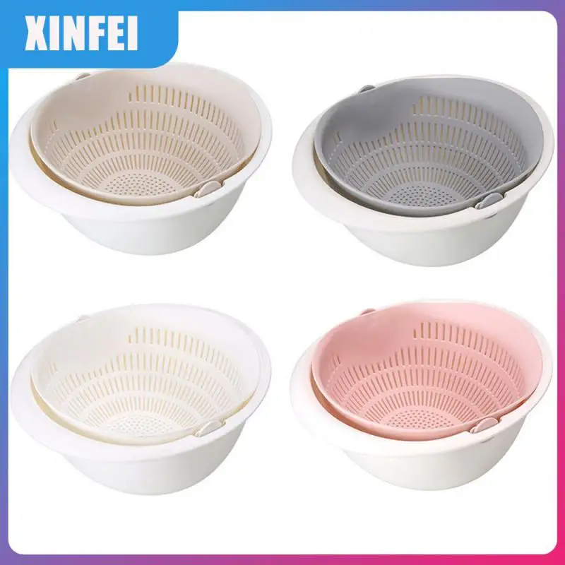

Kitchen Silicone Double Drain Fruit Basket Bowl Washing Storage Basket Strainers Plastic Basin Drainer Vegetable Colander Tool