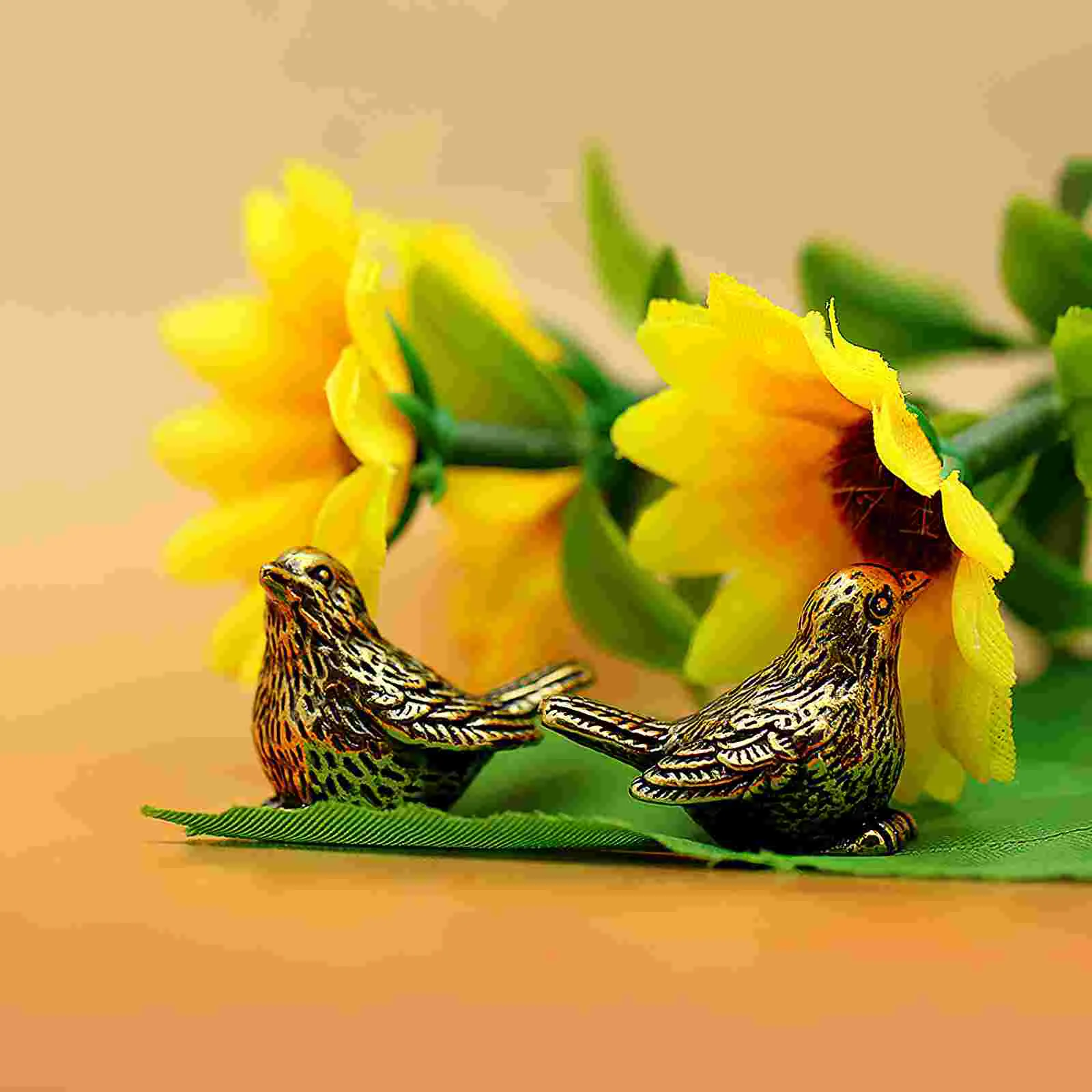 Латунные статуи воробья золотые птицы настольный декор креативное украшение