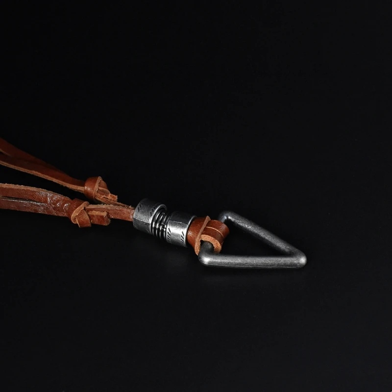 Ажурный треугольник, Новое поступление, Модное Длинное коричневое кожаное винтажное ожерелье с подвеской для мужчин и женщин, ювелирные изделия для женщин и мужчин