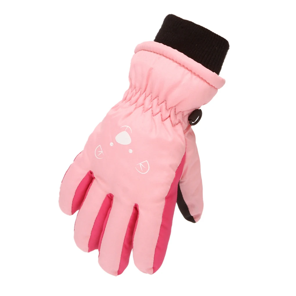 

1 пара тканевых детских лыжных перчаток, сменные зимние осенние теплые сохраняющие тепло водонепроницаемые перчатки с рисунком животных, о...