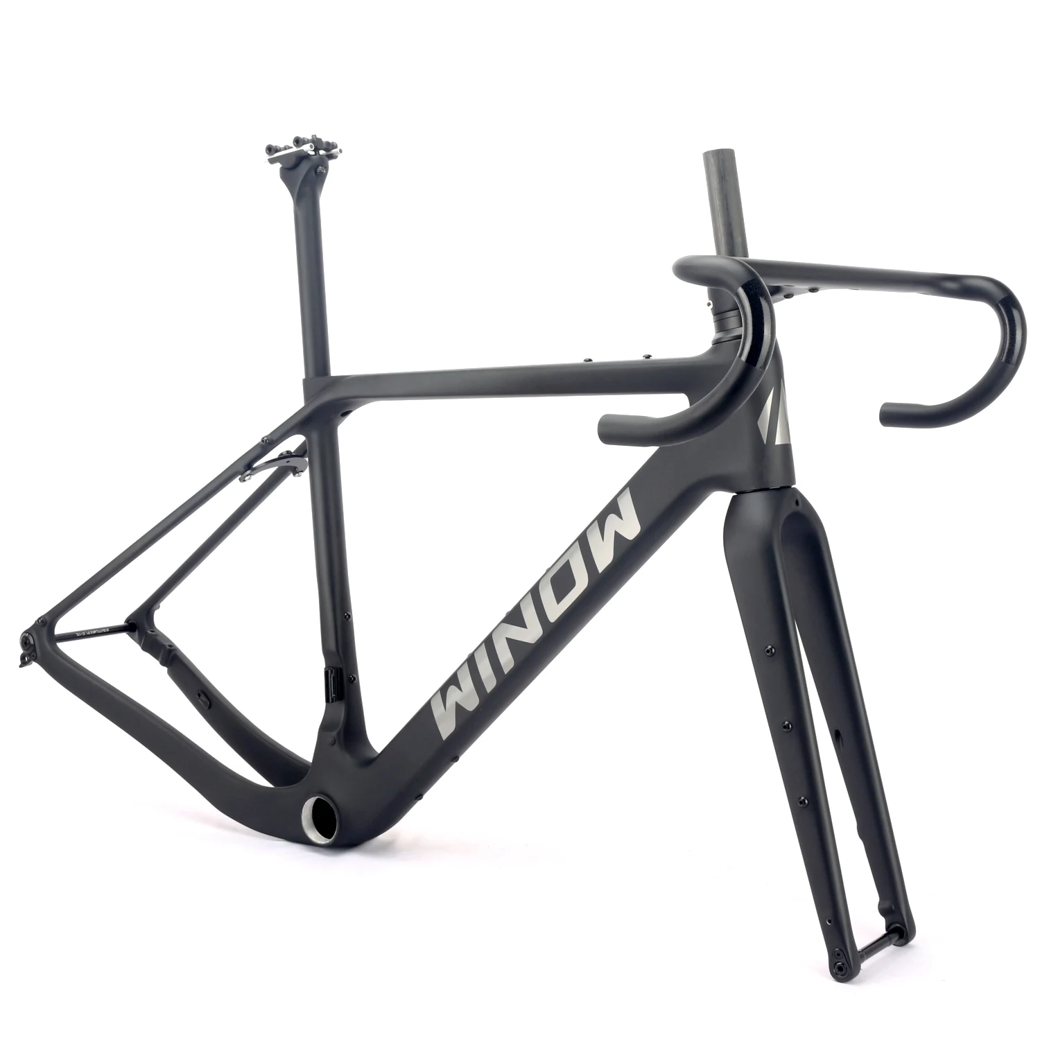 Winowsports 2024 Aero Gravel Frame Carbon Disc 700*50C Max Tires BB386 or T47 Thread Thru Axle Gravel Frameset GF23 Bike Parts