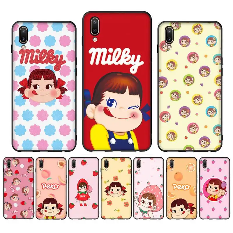 

Japan milk Chocolate dessert cute cartoon Peko fujiya Phone Case For Oppo Reno Realme C3 6Pro For vivo Y91C Y17 Y19
