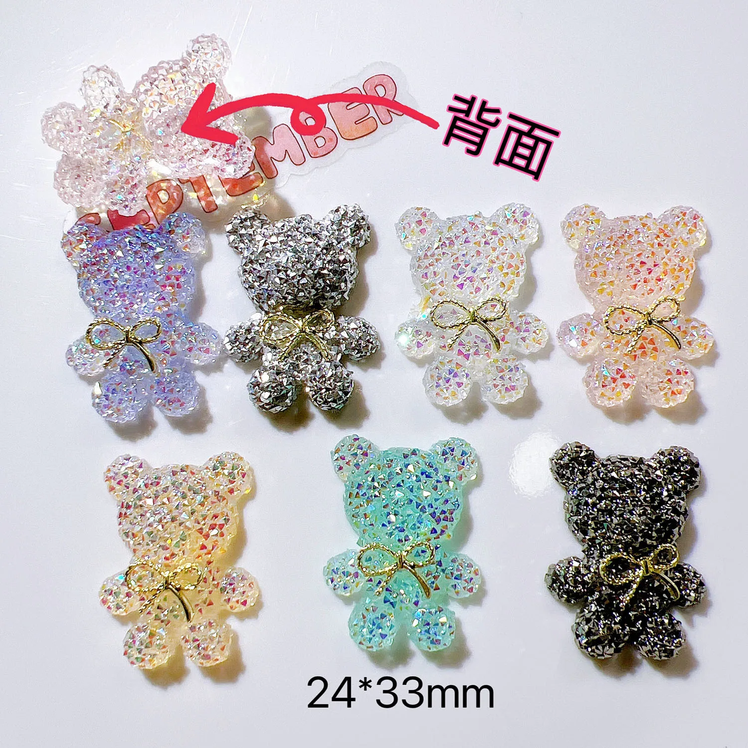 100 шт. милые Мультяшные Блестящие бабочки медведь с обратной стороной кабошоны из