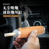 mini car ashtray anti soot flying cigarette cover beech wood cigarette holder ash organizer %e2%80%8bfor 5 26 87 8mm cigarettes